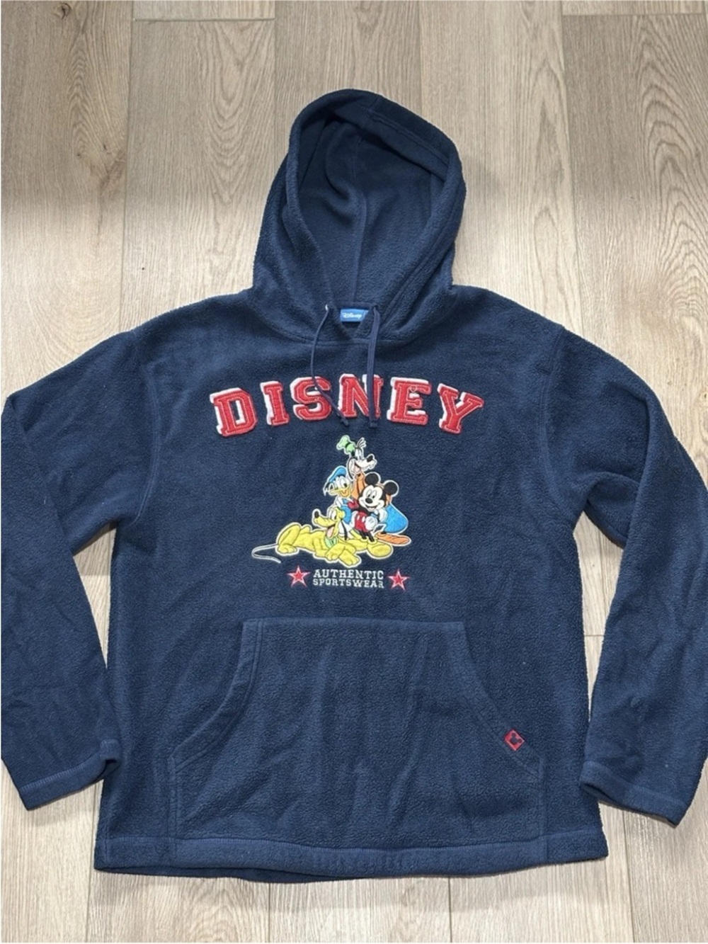 Disney Mickey Mouse Fleece Hoodie Navy Small Vintage Style